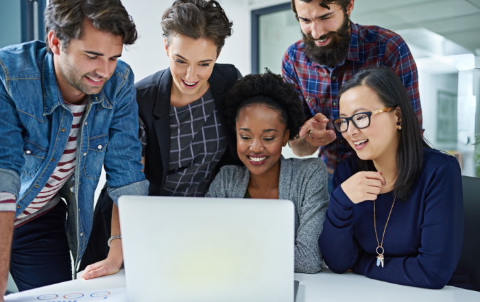 people looking at computer